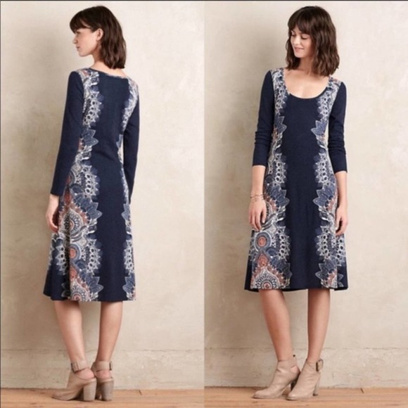 Anthropologie Maeve Navy Eira Sweater Dress Small Long Sleeve - Picture 2 of 15